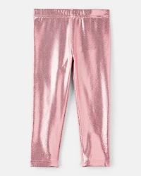 Toddler Girl Pull-On Stretch Metallic Leggings - Pink