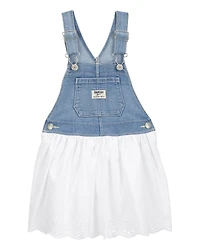 Baby Stretch Denim Eyelet Jumper Dress