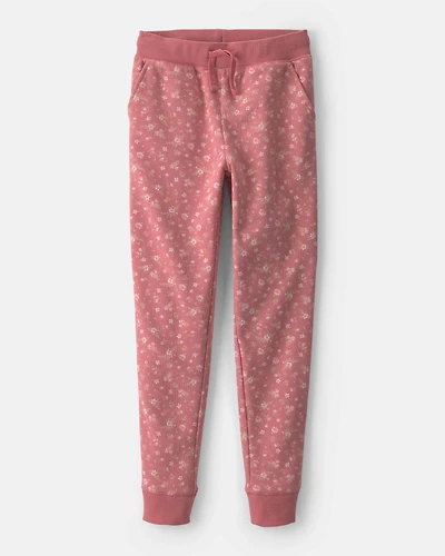 Girls Floral Drawstring Knit Joggers