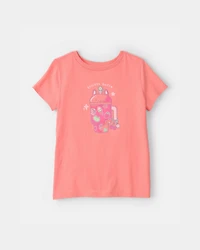 Girls 'Sticker Queen' Graphic Tee - Orange