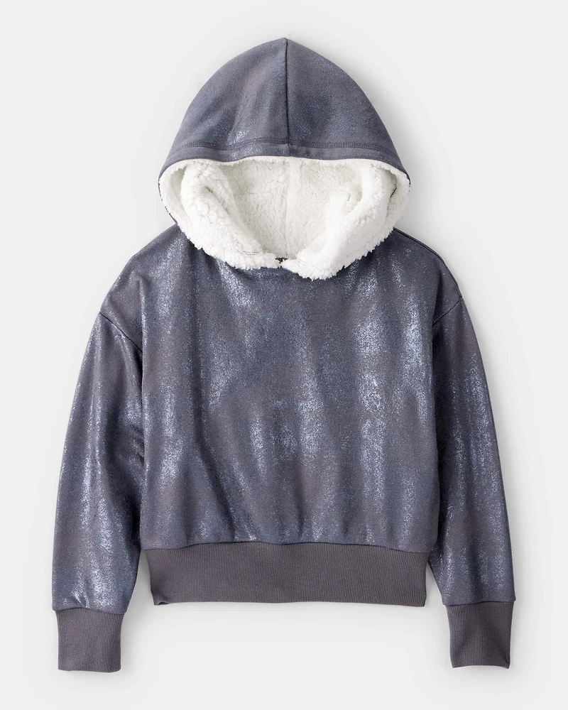 Girls DayDream Fleece Metallic Sherpa Hoodie - Grey