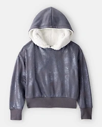 Girls DayDream Fleece Metallic Sherpa Hoodie - Grey