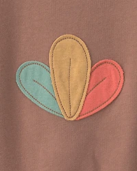 Baby Turkey Thanksgiving French Terry Long-Sleeve Jumpsuit - Brown