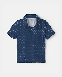 Boys Flamingo Active Polo Shirt - Blue