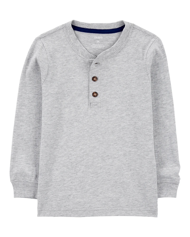 Baby Boy Long-Sleeve Henley Tee - Grey