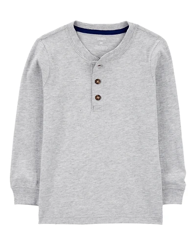 Baby Boy Long-Sleeve Henley Tee - Grey