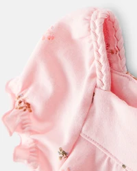 Baby Girl 2-Piece Floral Graphic Tee & Cotton Skort Set - Pink/Brown