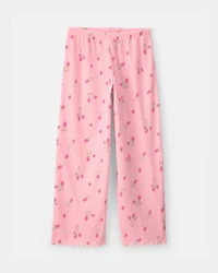 Girls Strawberry Rib Loose Fit 2-Piece Pajama Set - Pink