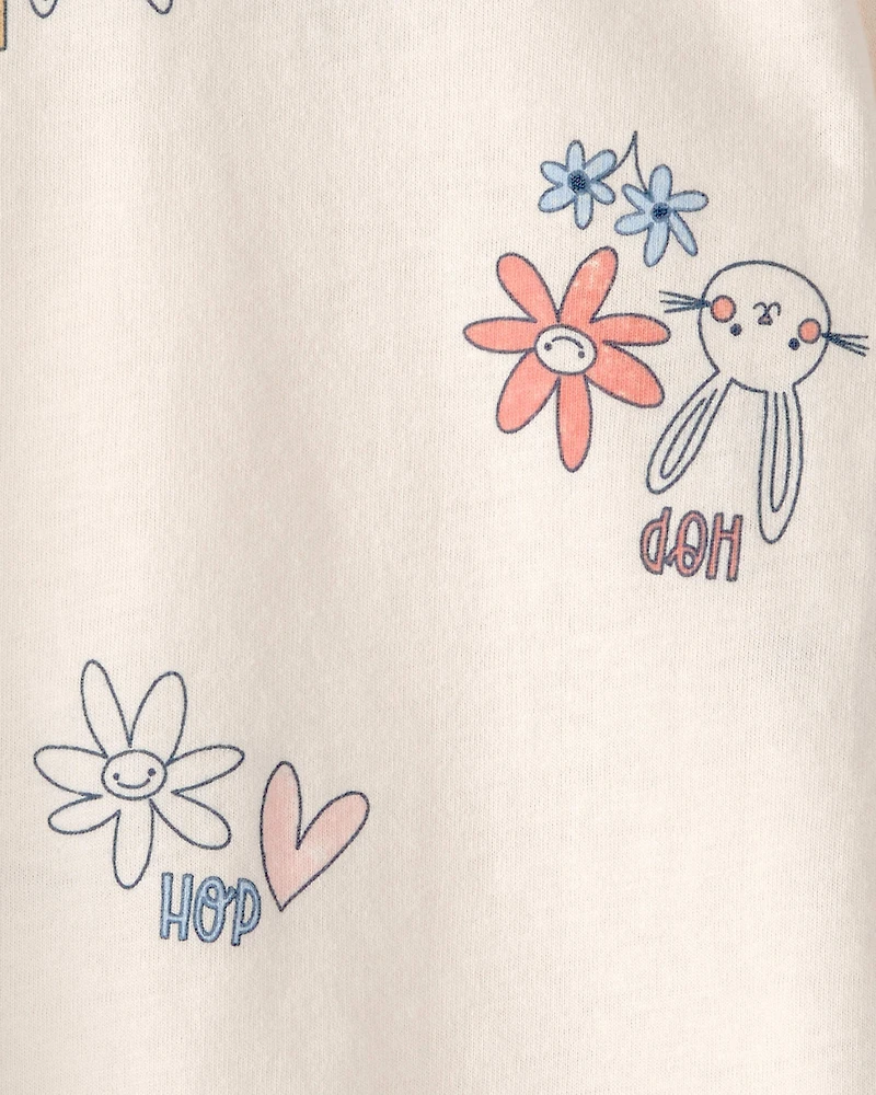 Baby Girl Easter Bunny Floral Top - Cream