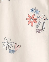 Baby Girl Easter Bunny Floral Top - Cream