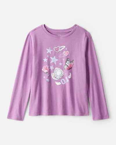 Girls Long-Sleeve Graphic Tee - Purple