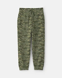 Boys Camo Fleece Joggers - Olive Green