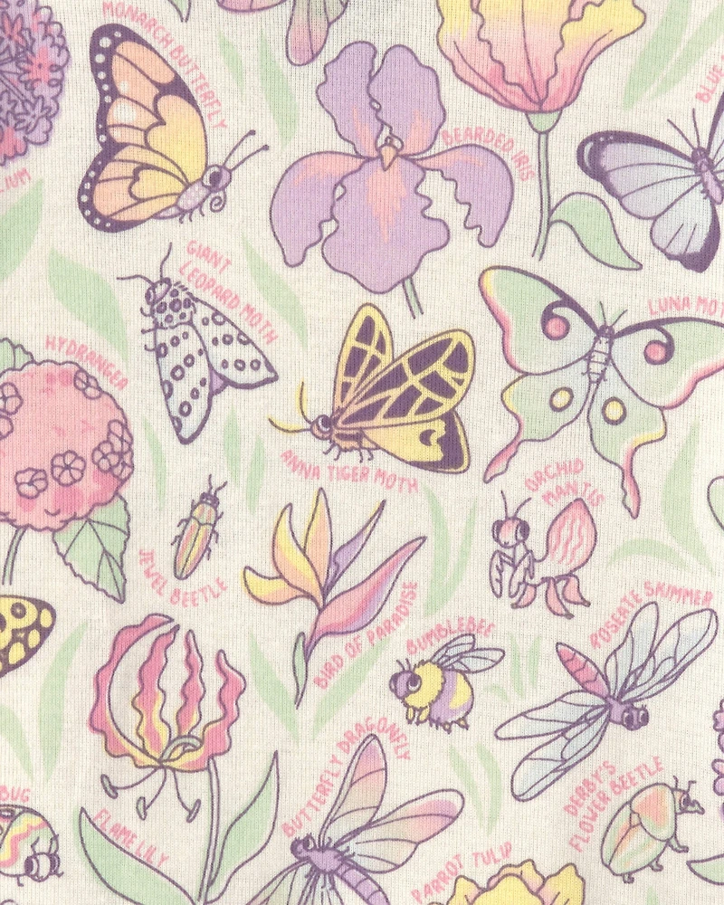 Baby Girl Butterfly 100% Cotton Snug Fit 2-Piece Pajama Set - Cream