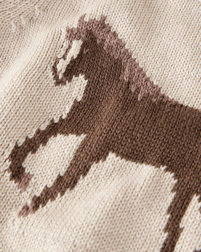 Baby Organic Cotton Horse Sweater Knit Pullover