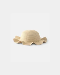 Baby Girl Straw Sun Hat - Tan