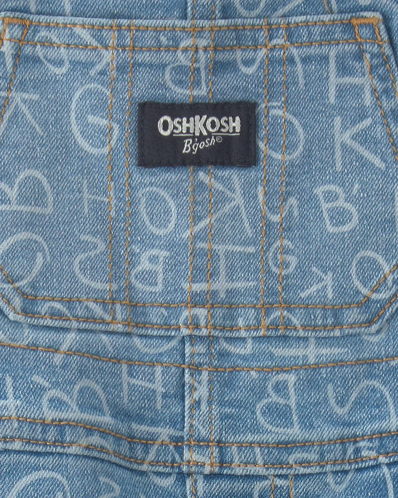 Baby Alphabet Overalls - Light Wash