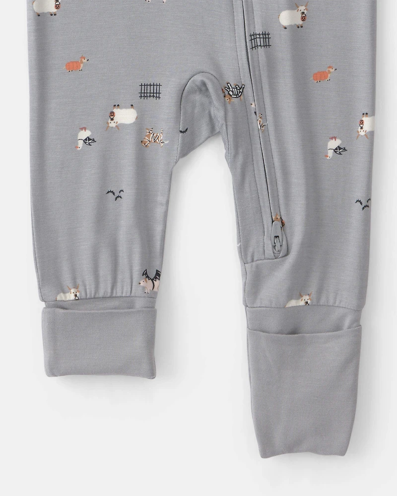 Baby Halloween Farm PurelySoft™ 2-Way Zip Sleep & Play Pajamas - Grey