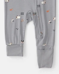 Baby Halloween Farm PurelySoft™ 2-Way Zip Sleep & Play Pajamas - Grey