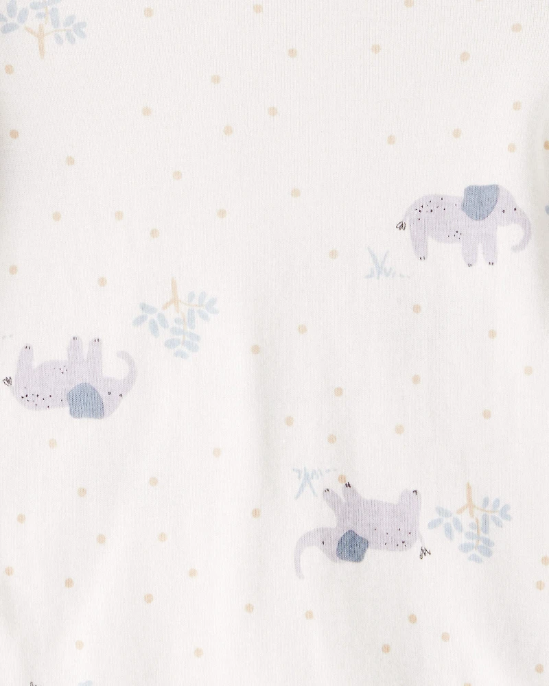 Baby 4-Pack Safari Print Cotton Long-Sleeve Multipack Bodysuits - Ivory/Yellow