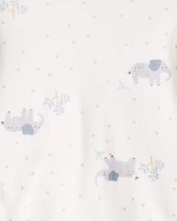 Baby 4-Pack Safari Print Cotton Long-Sleeve Multipack Bodysuits - Ivory/Yellow