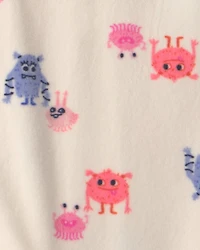 Toddler Girl 1-Piece Monster DreamPlush Snug Fit Footed Pajama - Cream