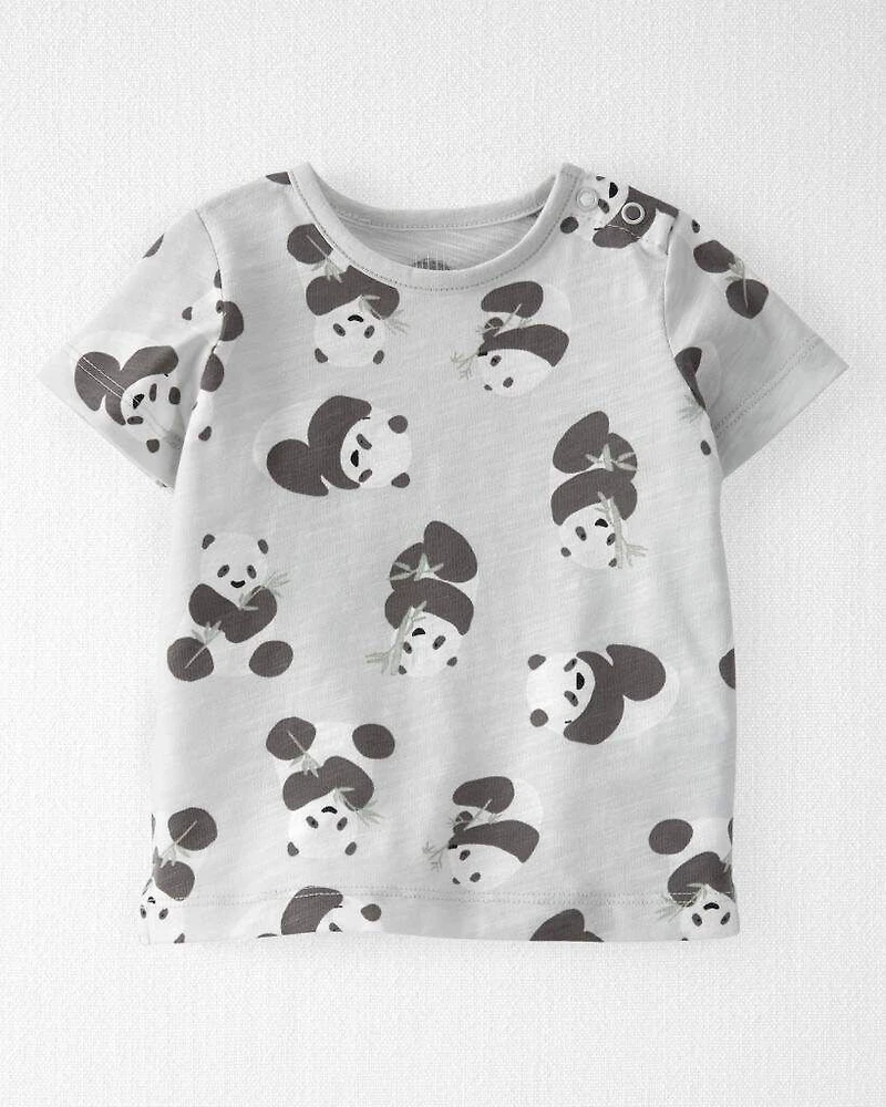 Baby Organic Cotton Shortall Set in Panda Bear