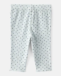 Baby Girl Polka Dot Print Cotton Pull-On Pants - Blue