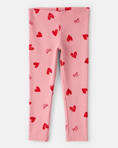 Toddler Girl Heart Pull-On Stretch Leggings - Pink