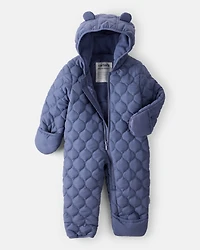 Baby Boy 1-Piece Quilted Pram Snowsuit - Navy