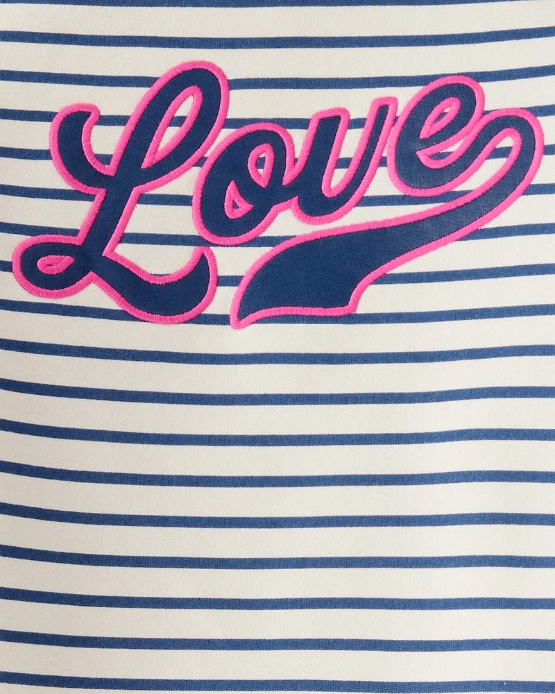 Kid 2-Piece "Love" Striped Top & Flared Pant Set