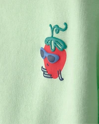Baby Girl Strawberry French Terry Pullover Sweatshirt - Green