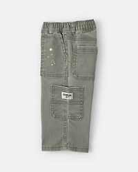 Baby Boy Splatter Paint Wide-Leg Carpenter Pants - Green