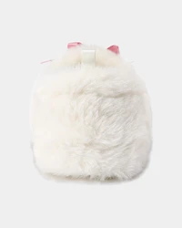 Girls Fuzzy Bow Slippers - Cream/Pink