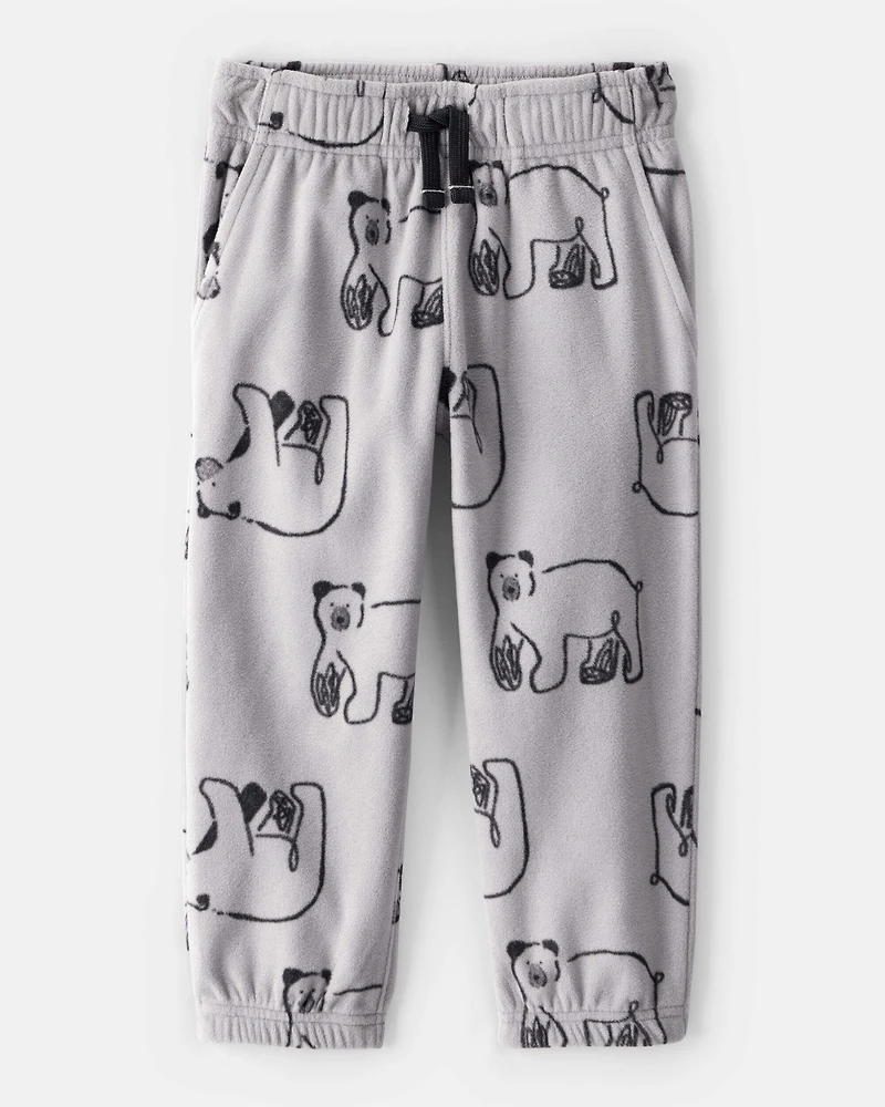 Toddler Boy Polar Bear Fleece Joggers - Grey