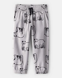 Toddler Boy Polar Bear Fleece Joggers - Grey