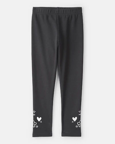 Girls Pull-On Stretch Cozy Leggings - Black