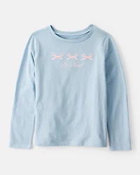 Girls Bow Long-Sleeve Graphic Tee - Blue