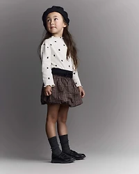Toddler Girl Bubble Skirt in Plaid - Tan