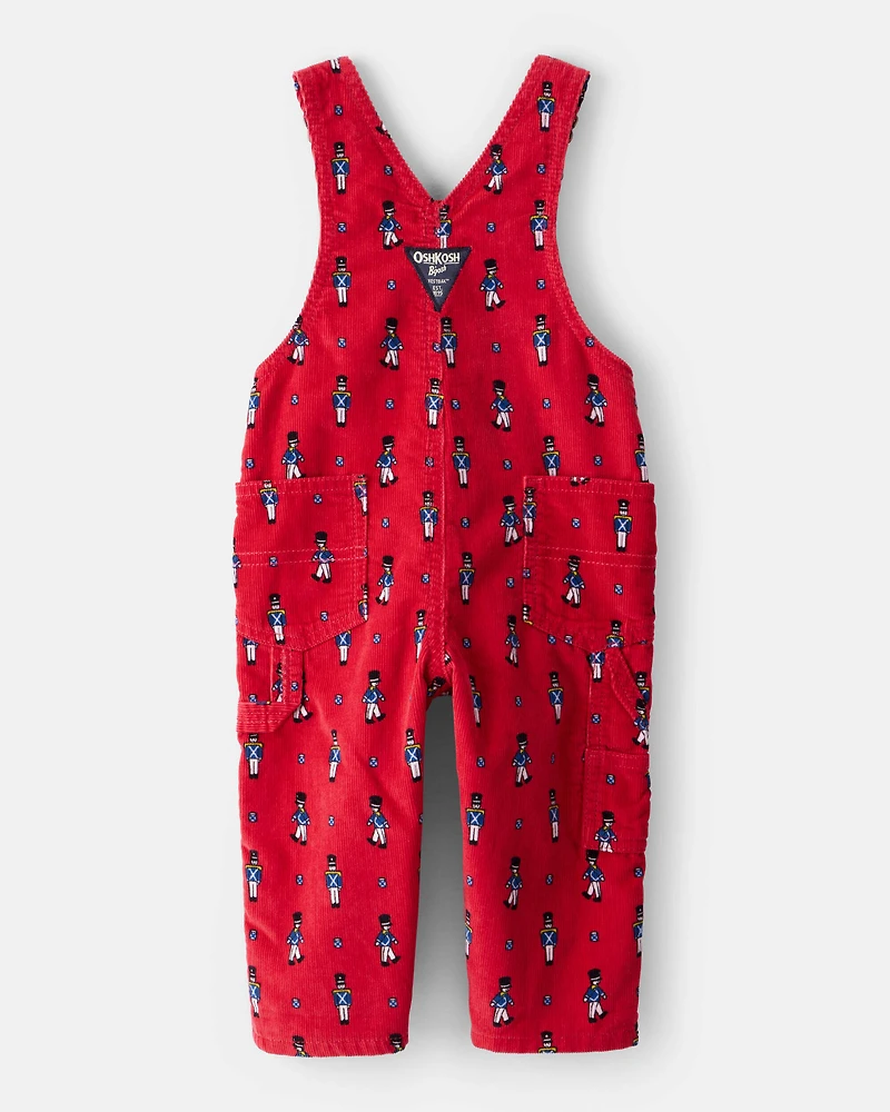 Baby Nutcracker Corduroy Overalls - Red