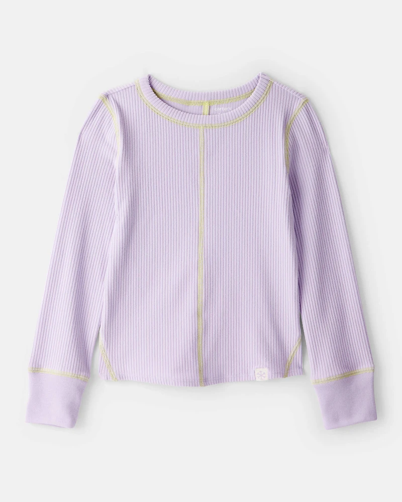 Girls Active Rib Long-Sleeve Top - Purple