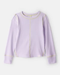 Girls Active Rib Long-Sleeve Top - Purple