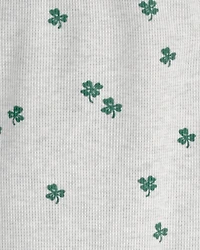 Toddler 2-Piece Organic Cotton Thermal Knit Set in Lucky Clovers Print