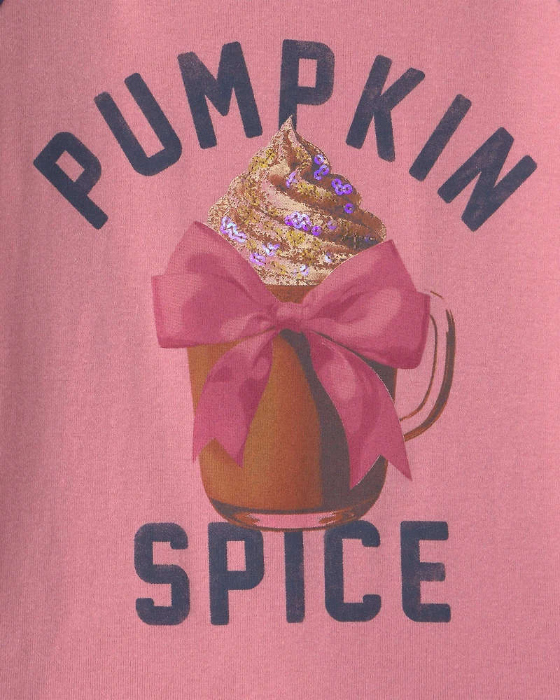 Girls 'Pumpkin Spice' Graphic Tee - Pink/Blue