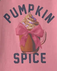 Girls 'Pumpkin Spice' Graphic Tee - Pink/Blue