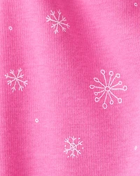 Baby Girl Snowflake Pull-On Stretch Cozy Leggings - Pink