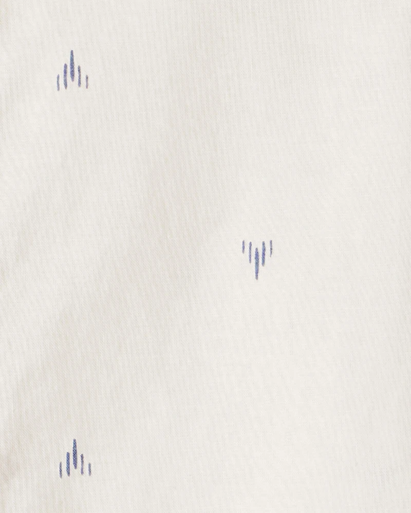 Boys Printed Cotton Long-Sleeve Button-Down Shirt - Ivory