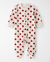 Baby Organic Cotton Sleep & Play Pajamas in Forever Hearts Print