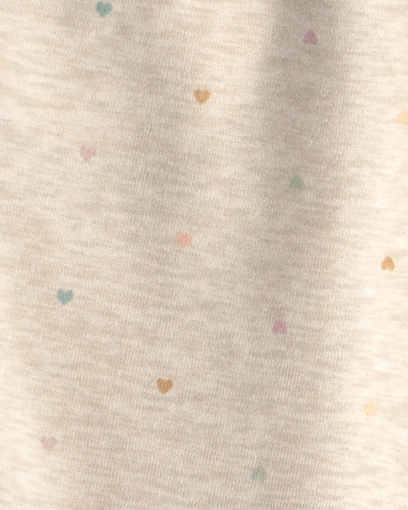 Toddler Girl Heart Fleece Drawstring Pants - Cream