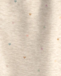 Toddler Girl Heart Fleece Drawstring Pants - Cream
