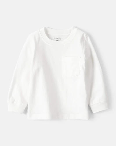 Baby Boy Long-Sleeve Pocket Tee - White